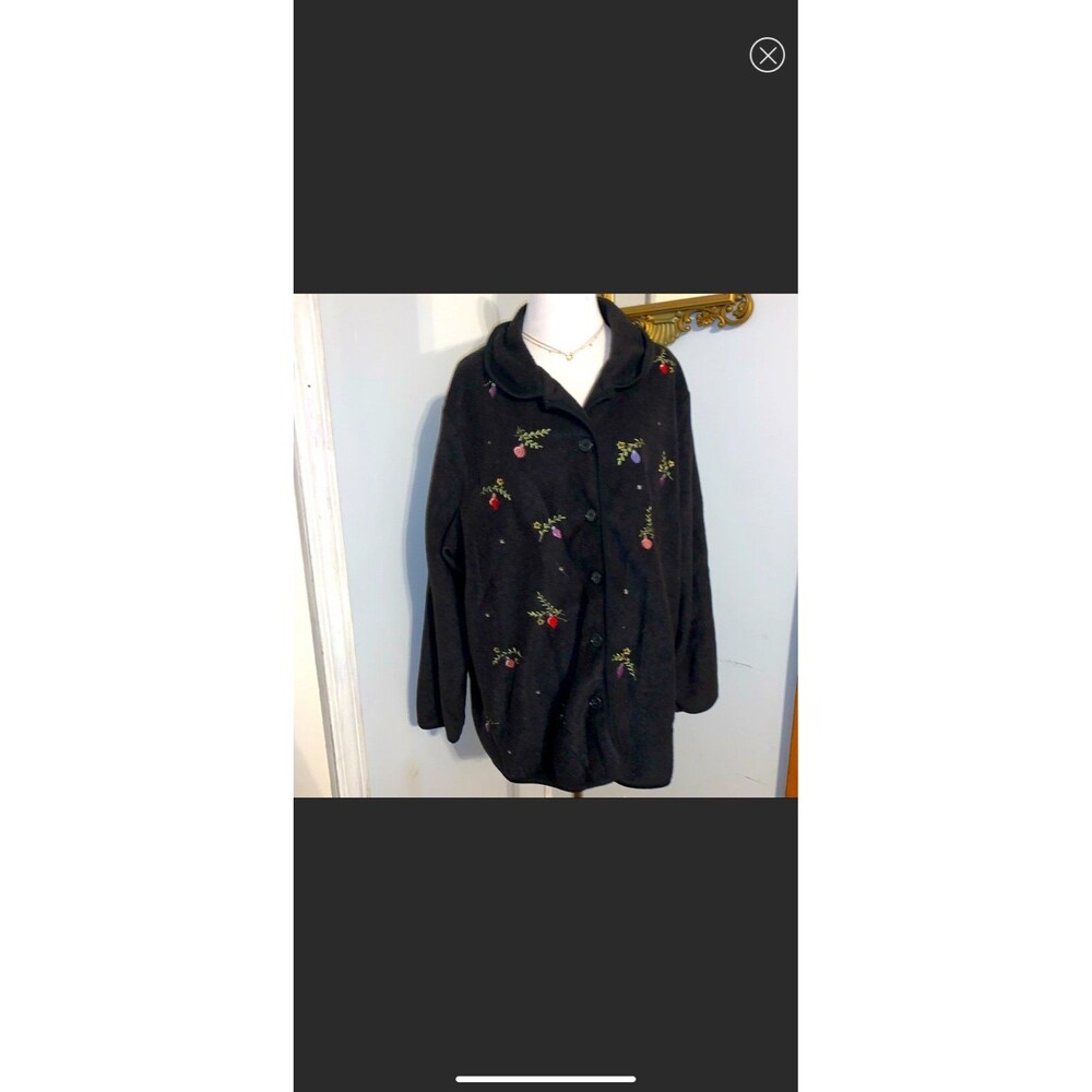Vintage 22W/24W Fleece Holiday Christmas Lights Button Up Jacket Plus Size